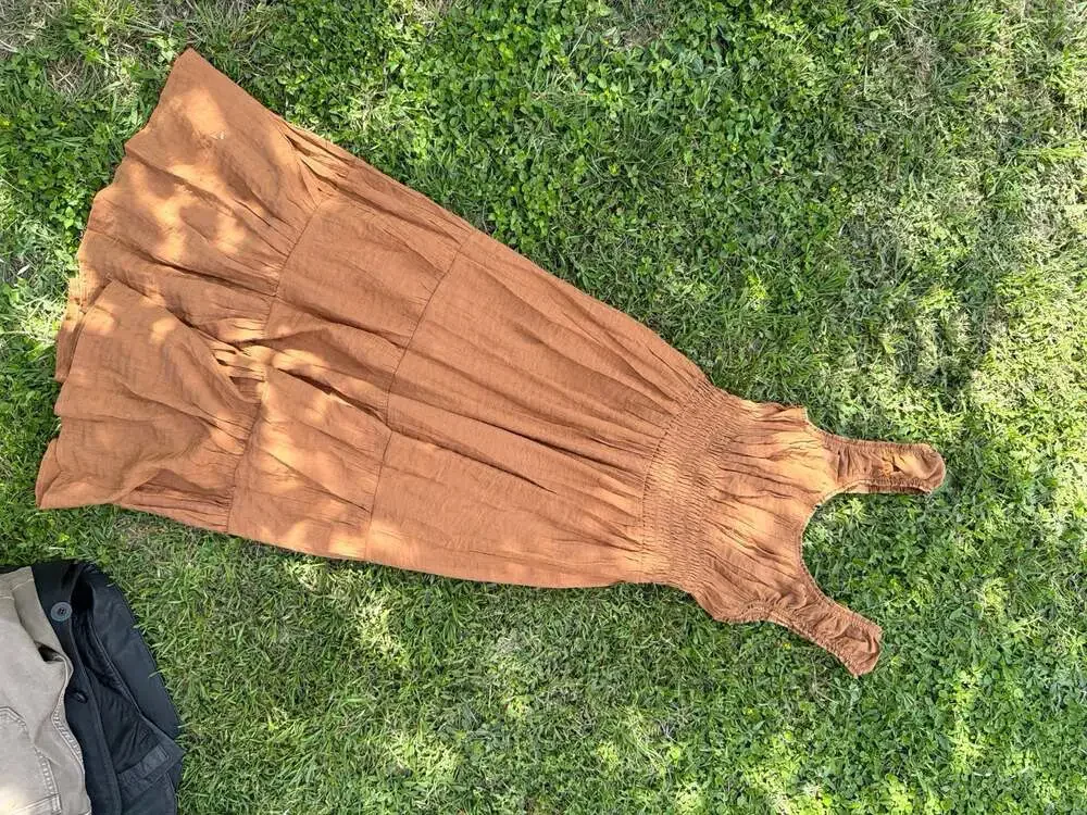 Wishlist Rust Smocked Tiered Ruffle Strap Midi Dress - Picture 4 of 5